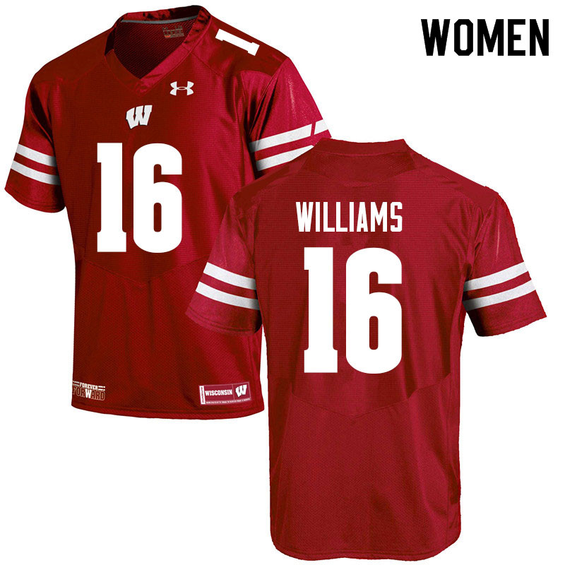 Wisconsin Badgers Women's #16 Amaun Williams NCAA Under Armour Authentic Red College Stitched Football Jersey MY40W73PD